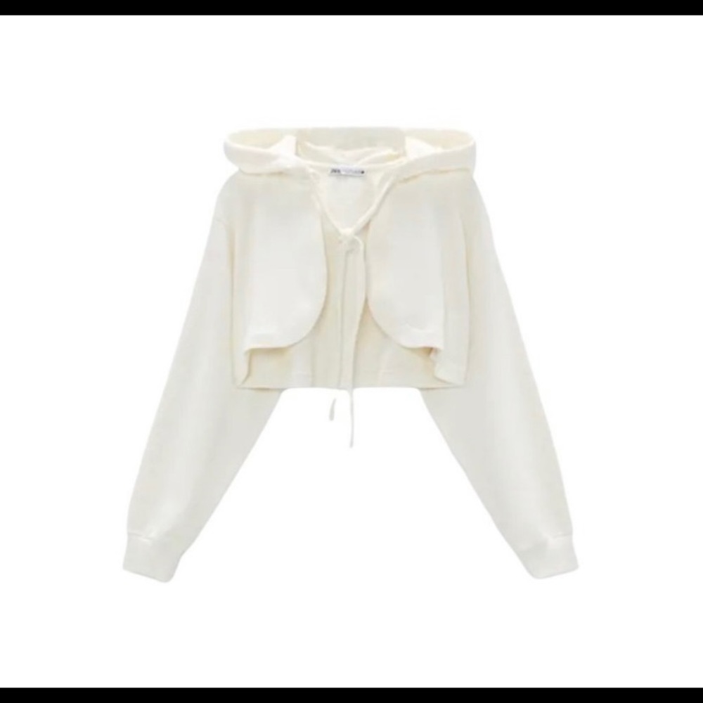 Zara cropped cotton hoodie size medium
